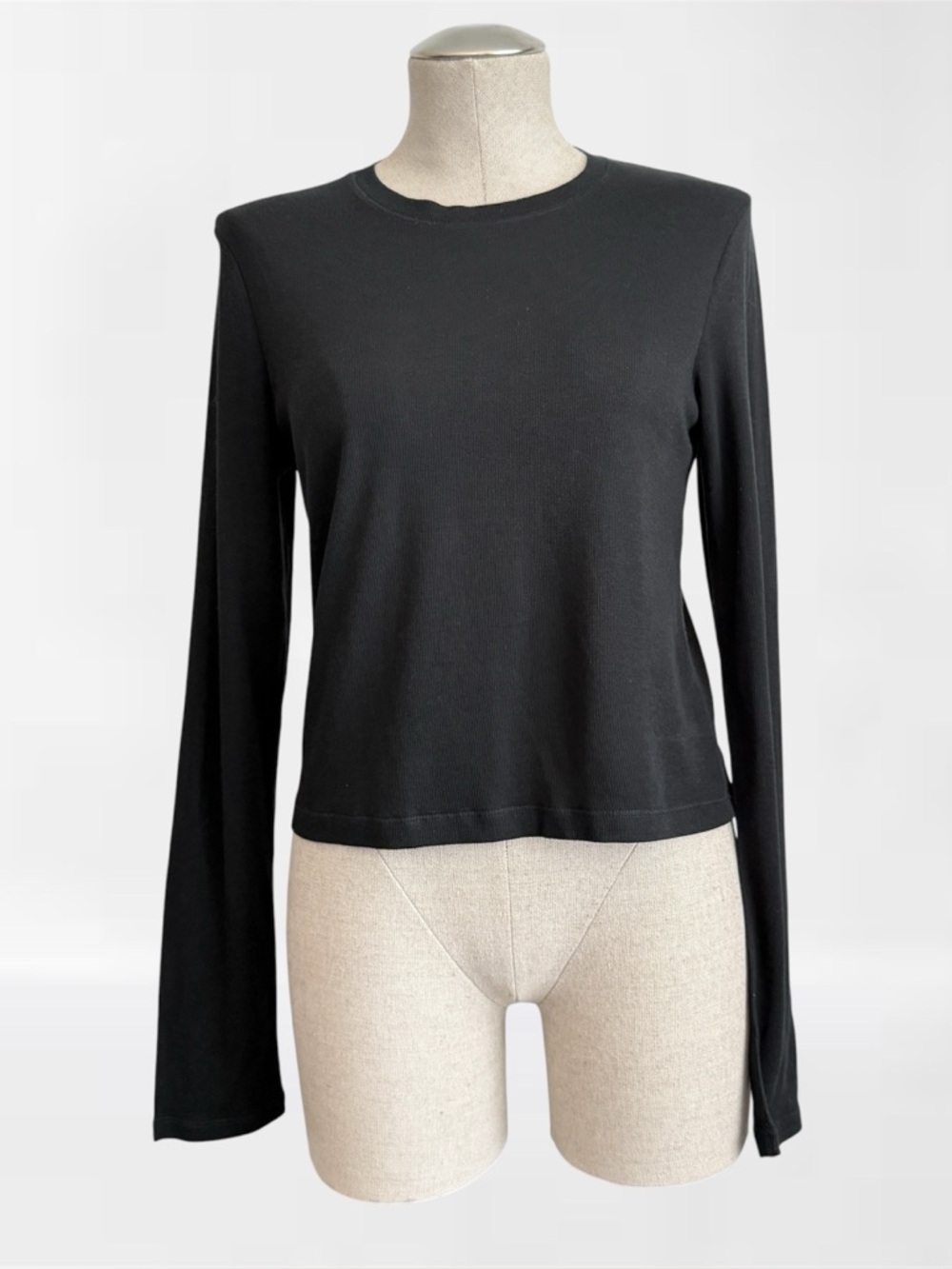 Rag & Bone Ribbed Long Sleeve Tee | Black | Size L